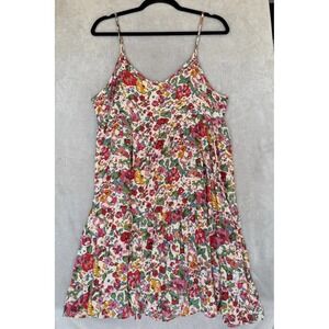 Natural Life Gigi Mix Print Multicolor Calico Floral Mini Dress Large Sleeveless